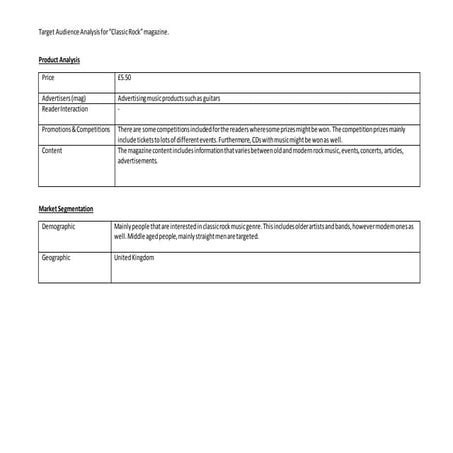 Target audience analysis template | DOCX