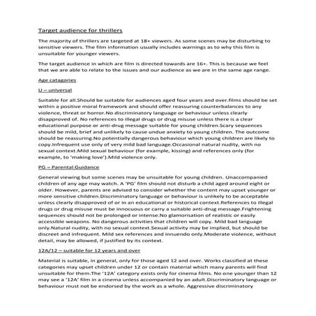 Target audience and advertising thriller research 2