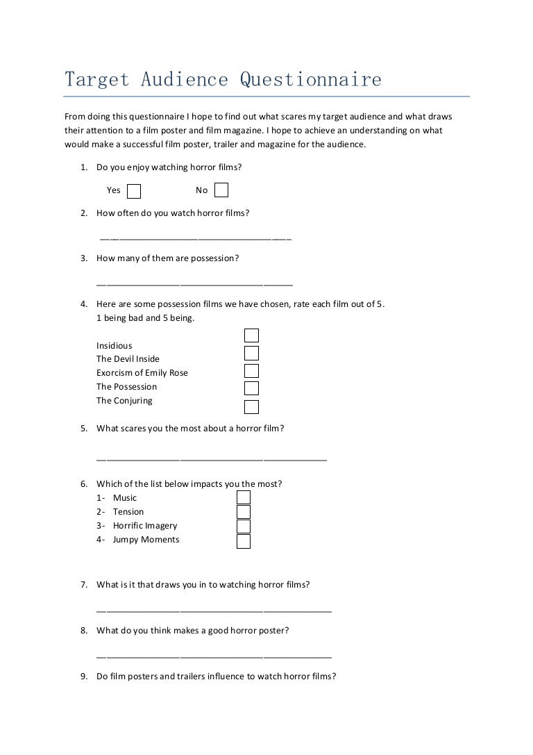 target audience questionnaire target questionnaire