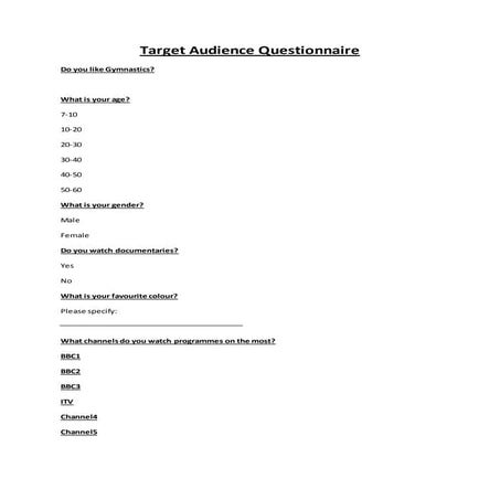 Target audience questionnaire (Documentary) | DOCX
