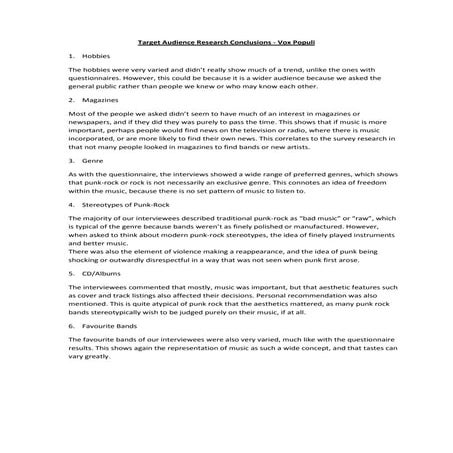 Target Audience Research Conclusions 2