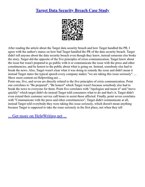 Target Data Security Breach Case Study