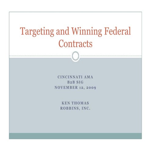 Targeting And Winning Federal Contracts