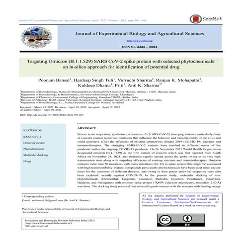 Targeting Omicron (B.1.1.529) SARS CoV-2 spike protein with selected phytoche...