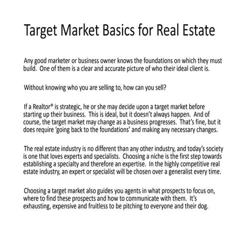 Target market basics for real estate | PPTX
