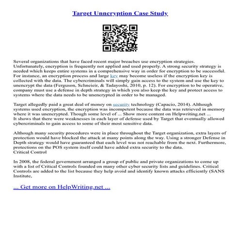 Target Unncryption Case Study