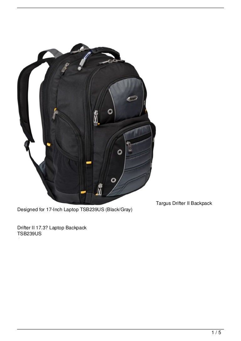 Targus Drifter II Backpack Designed for 17Inch Laptop TSB239US (Blac…