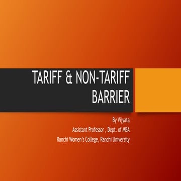 Tariff and Non-tariff barrier