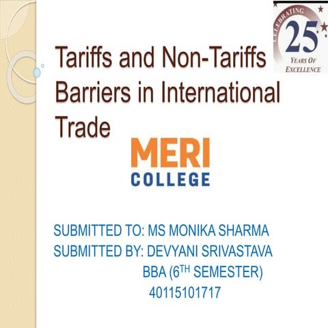 Tariffs and non tariffs barriers in international trade