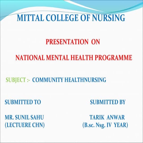 NATIONAL MENTAL HEALTH PROGRAMME