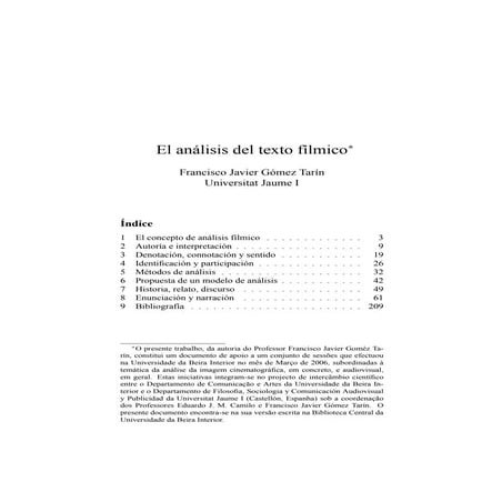 Tarin Francisco - El Analisis Del Texto Filmico | PDF