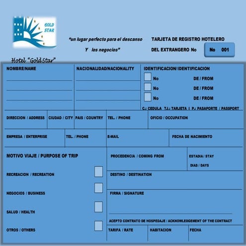 Tarjeta de registro