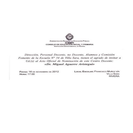 Invitación escuela 54 de Rivera