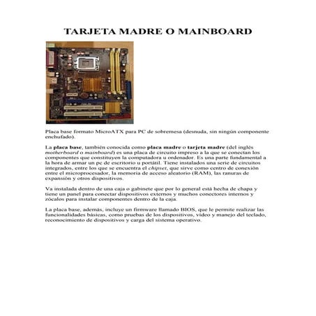 Tarjeta madre o mainboard