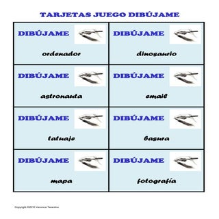Tarjetas juego dibújame