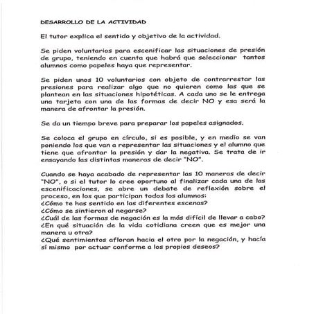 Tarjetas para tutoría decir no