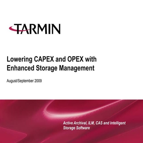 Tarmin Lowering Capex And Opex 