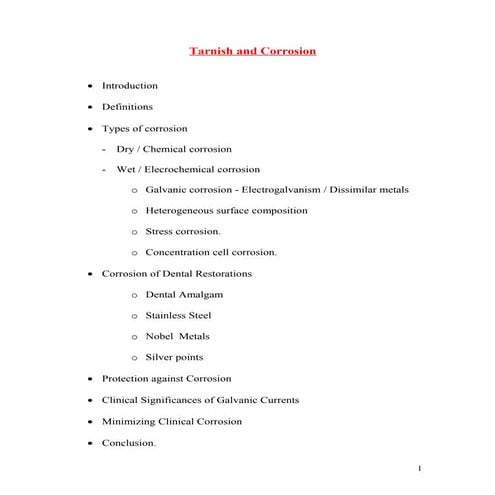 Tarnish and corrosion