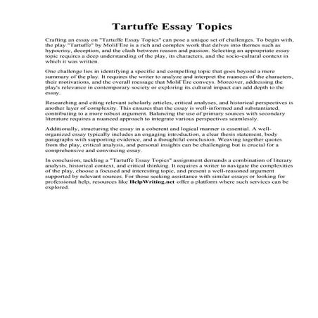 Tartuffe Essay Topics