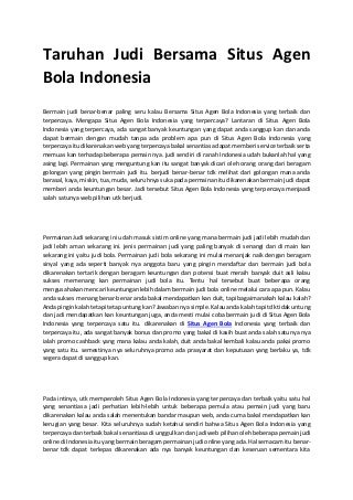 Taruhan judi bersama situs agen bola indonesia