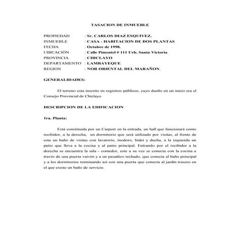 Tasacion de inmueble