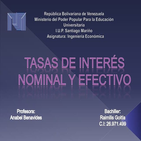 Tasa de interes nominal y efectiva
