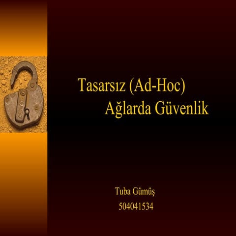 Tasarsiz Aglarda Guvenlik