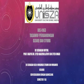 Tasawuf perbandingan dzauq dan syurb