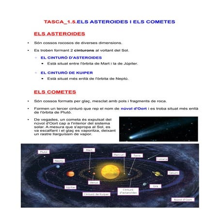 Tasca 1.5.els asteroides i els cometes