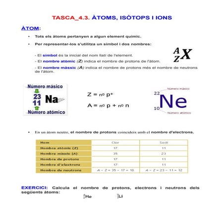 Tasca 4.2. àtoms, isòtops i ions | PDF