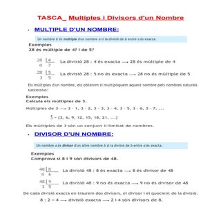 Tasca  multiples i divisors d'un no...
