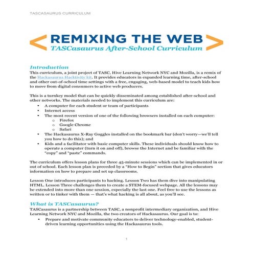 Tascasaurus Curriculum 