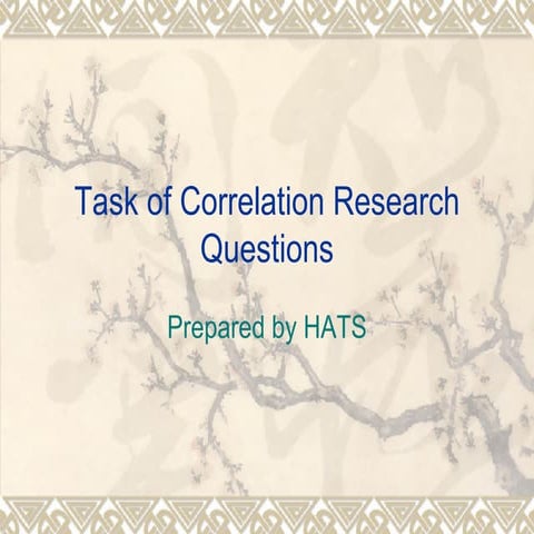 Task of Correlation Research Questions
