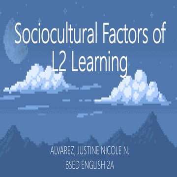 Sociocultural Factors of L2 Learning