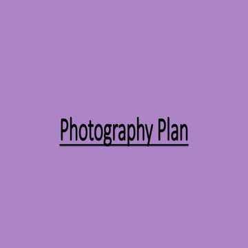 Photograpghy Plan