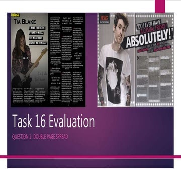 Task 16 evaluation question 1 double page spread