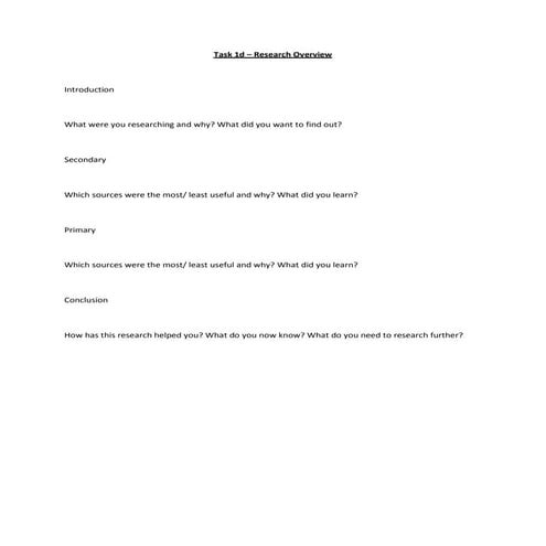 Task 1d   research overview
