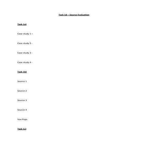 Task 1d   source evaluation