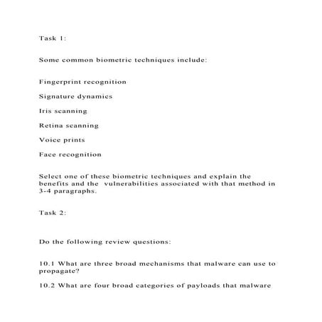 Task 1 Some common biometric techniques includeFingerp.docx