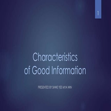 Characteristics of good information