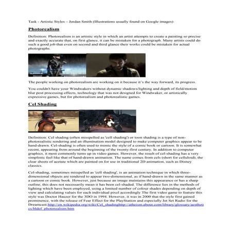 Task 2   artsistic styles - jordan smith