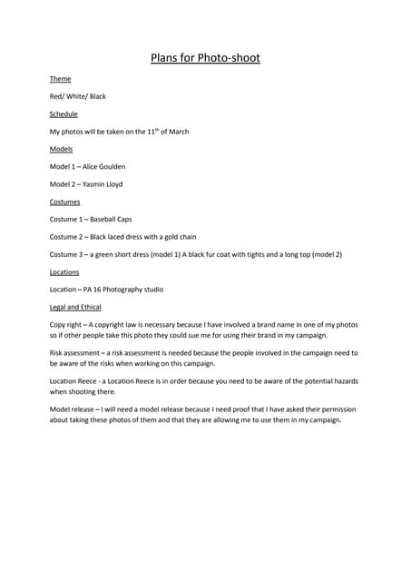 Photography recce form | PDF