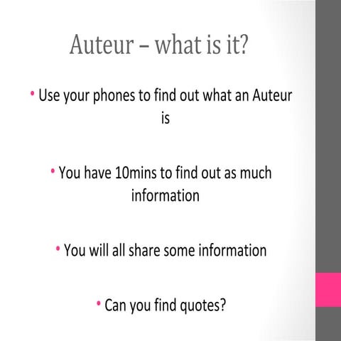 Task 2a what is an auteur