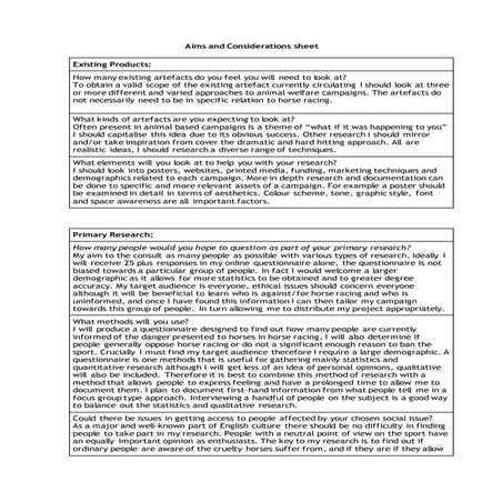 Task 3 aims and considerations sheet word 