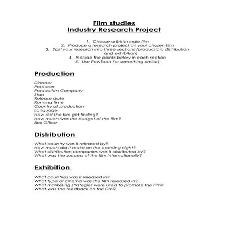 Task 3a   british indie film industry research questions