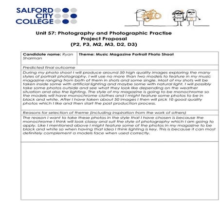 Portrait Photo Shoot Proposal Form