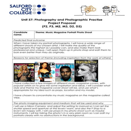 mediaTask 3 portrait photo shoot proposal form