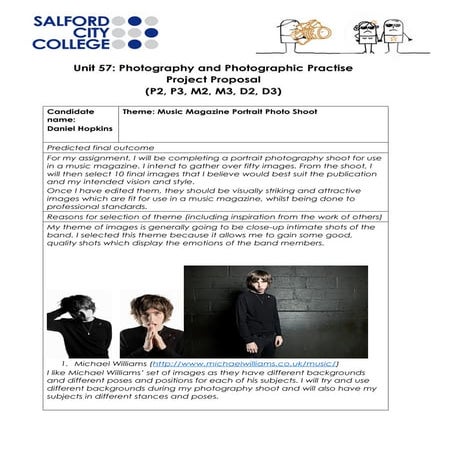 Task 3 portrait photo shoot proposal form