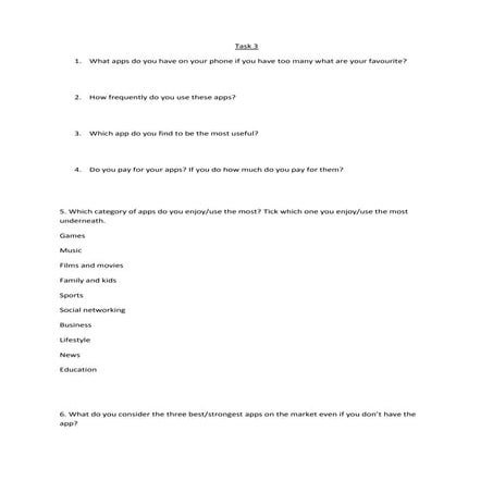 Task 3 questonaire | DOCX