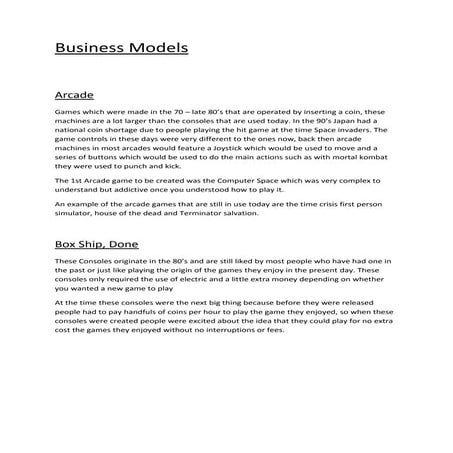 Task 4   business models